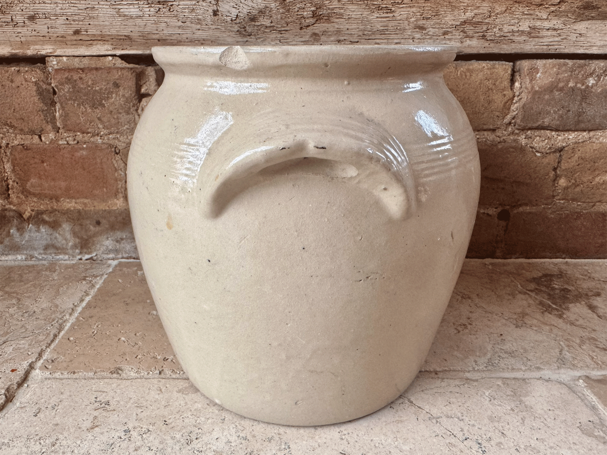antique french large rustic stoneware confit pot preserve jar