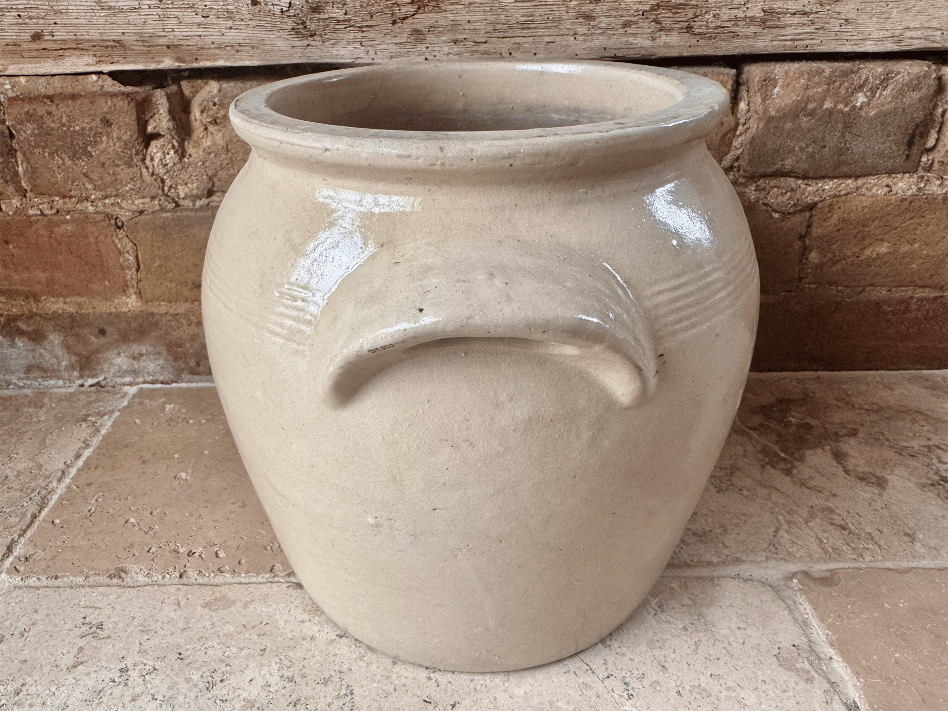 antique french large rustic stoneware confit pot preserve jar