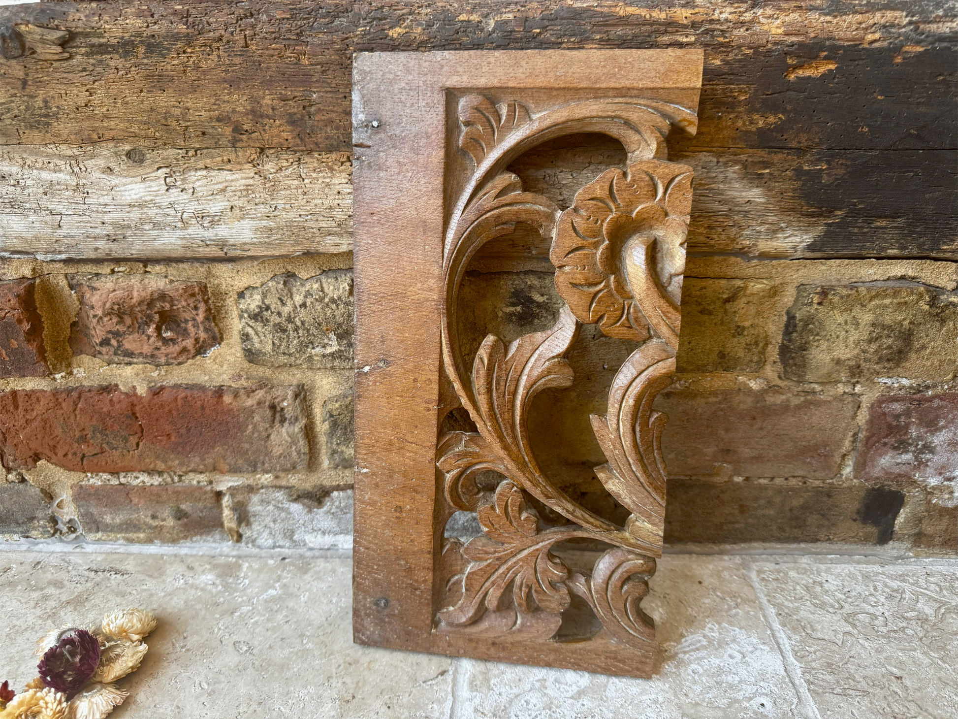 antique french carved wooden treen 18th century baroque religious church wall hanging