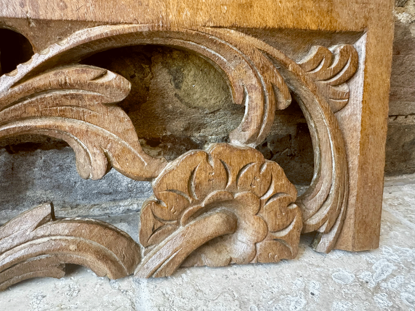 antique french carved wooden treen 18th century baroque religious church wall hanging