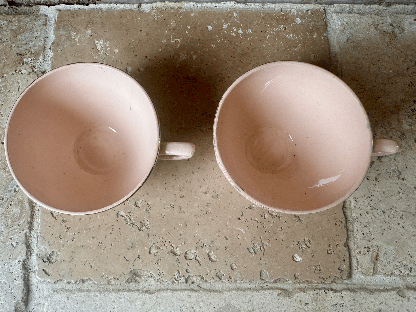 antique french pink gold trim ironstone espresso cup digoin sarreguemines