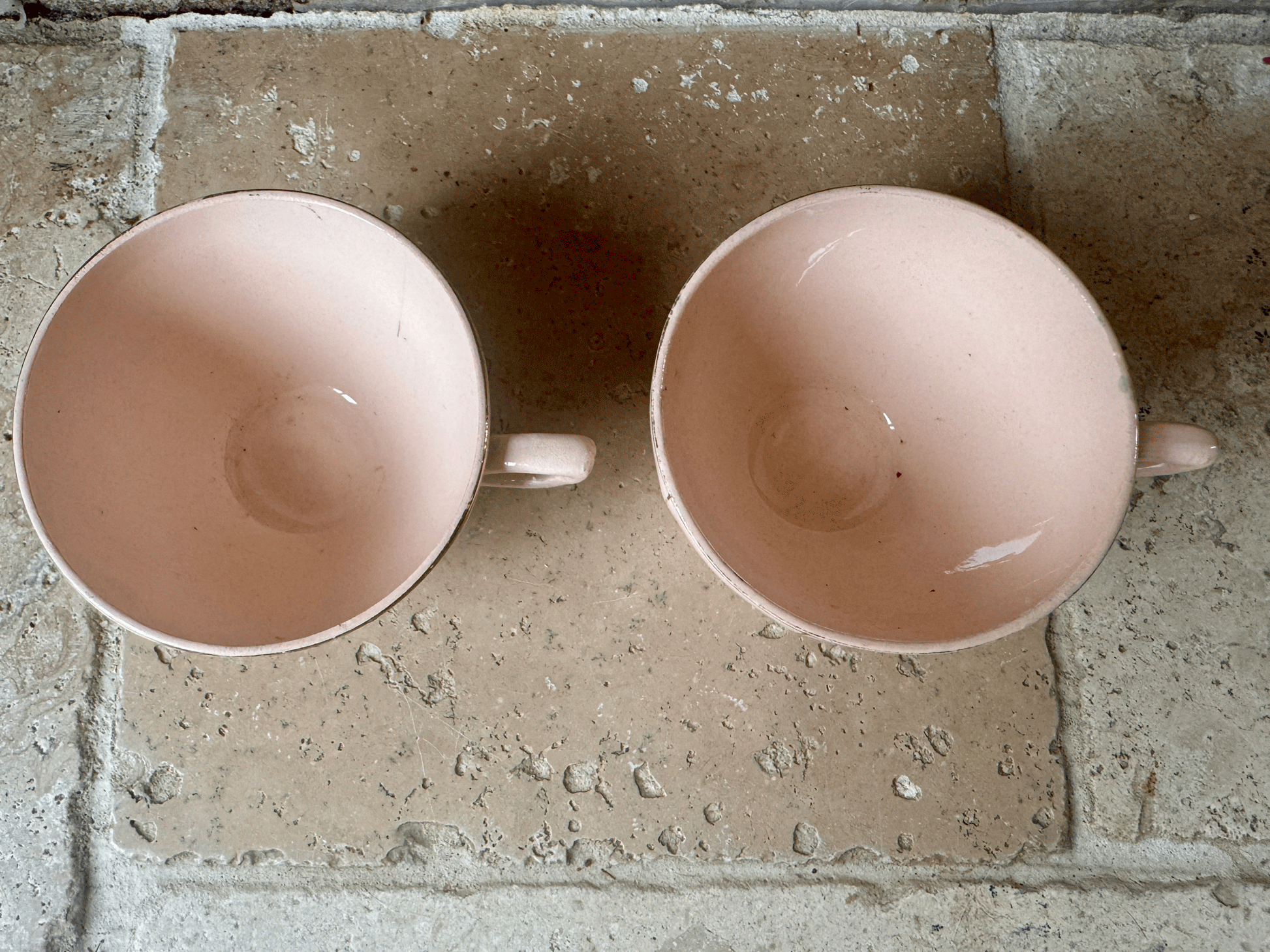antique french pink gold trim ironstone espresso cup digoin sarreguemines