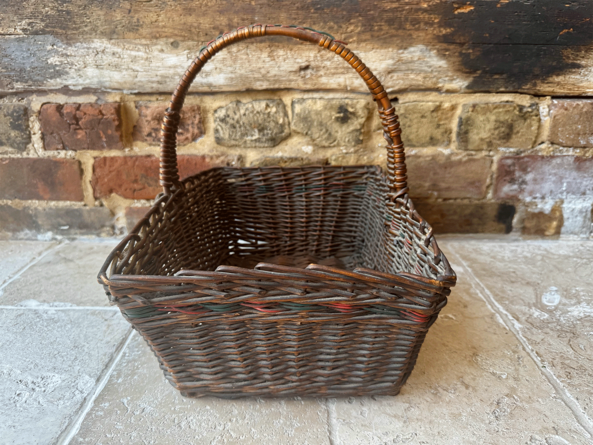 antique french wicker shopper shopping basket garden market trug