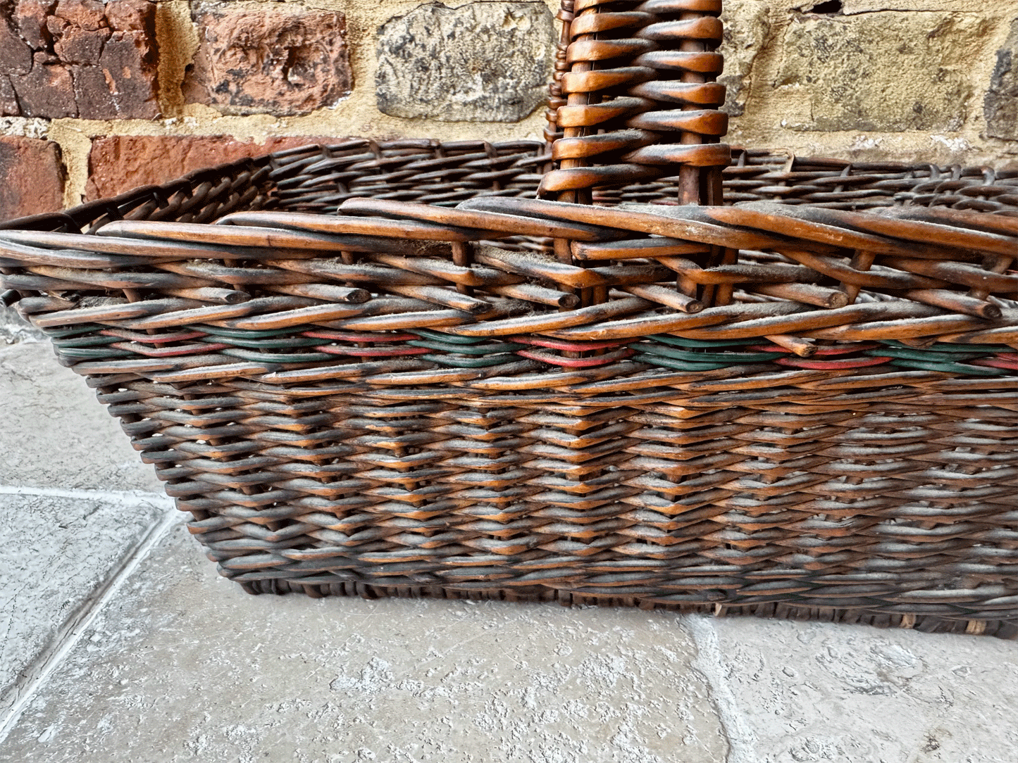 antique french wicker shopper shopping basket garden market trug