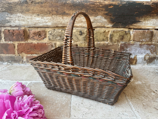 antique french wicker shopper shopping basket garden market trug