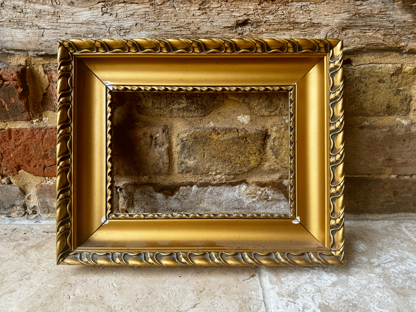 antique french gilt edged rectangular wooden picture frame