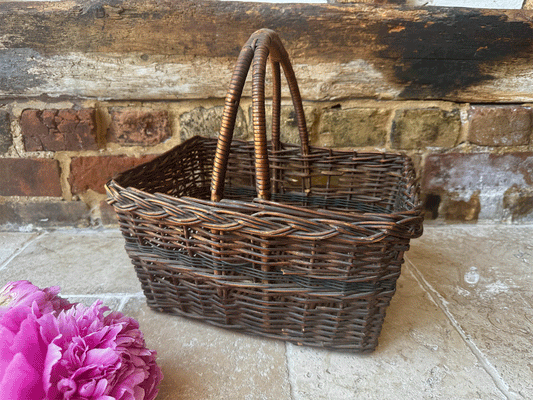 antique french wicker shoppr shopping market basket garden fruit vegetable trug