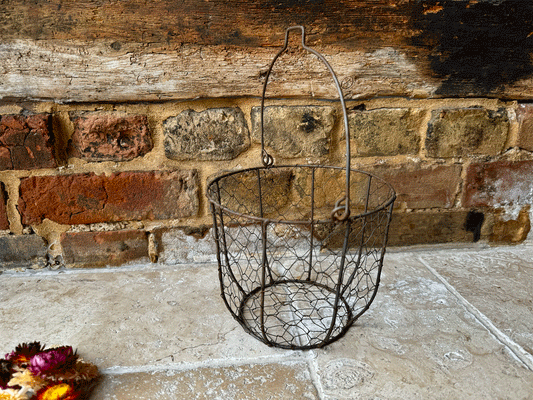 antique french wirework egg basket