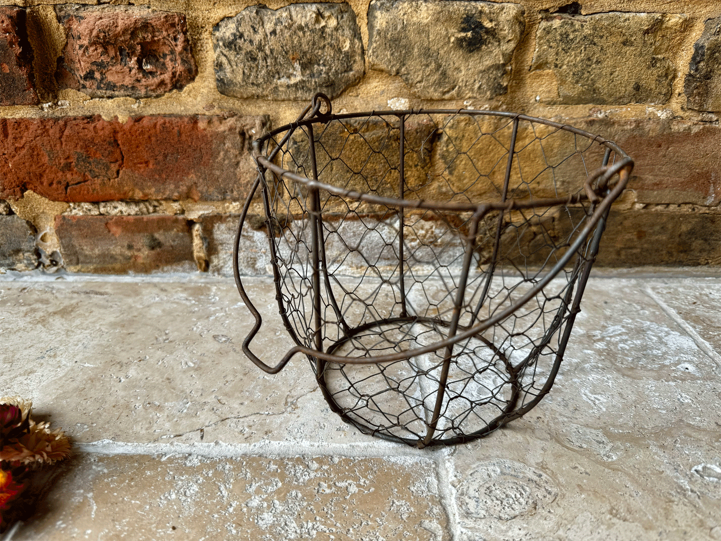 antique french wirework egg basket