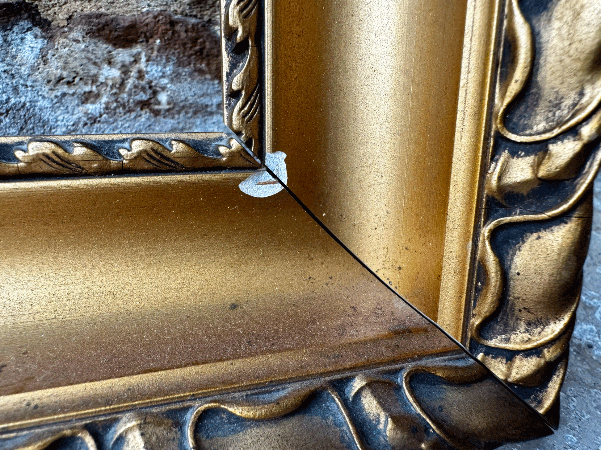 antique french gilt edged rectangular wooden picture frame