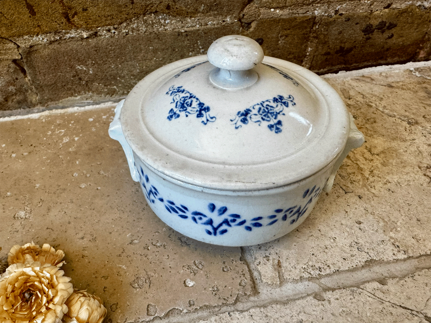 antique french small miniature rare lidded st uze earthenware tureen soupiere