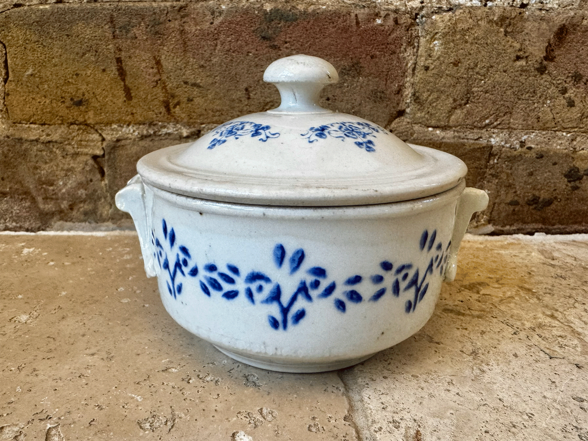 antique french small miniature rare lidded st uze earthenware tureen soupiere