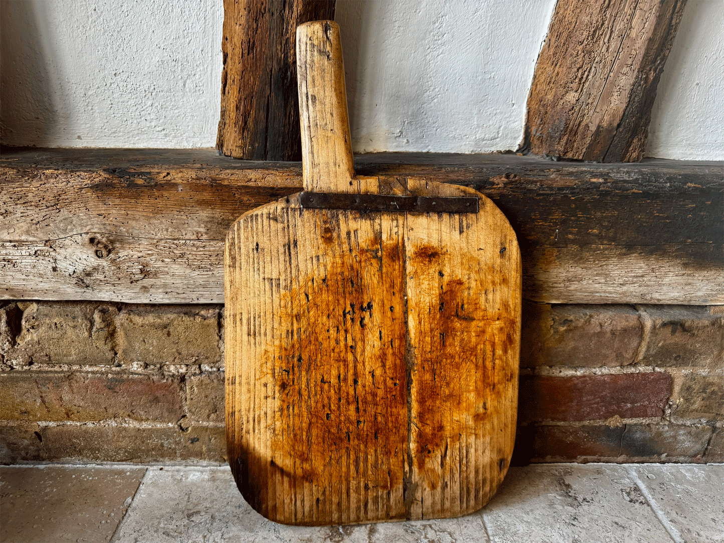 antique french extra large repaired dough bread board metalwork rustic kitchen decor