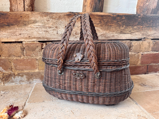 antique french extra large 19th century rustic fishing creel shopping bressan basket