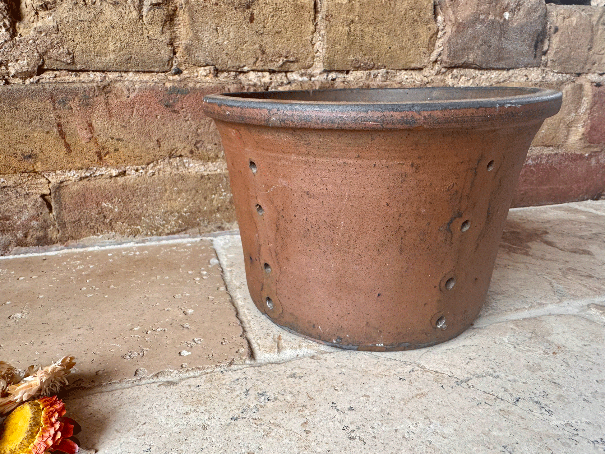 huge extra large antique french pierced strainer faisselle cheese strainer rustic stoneware