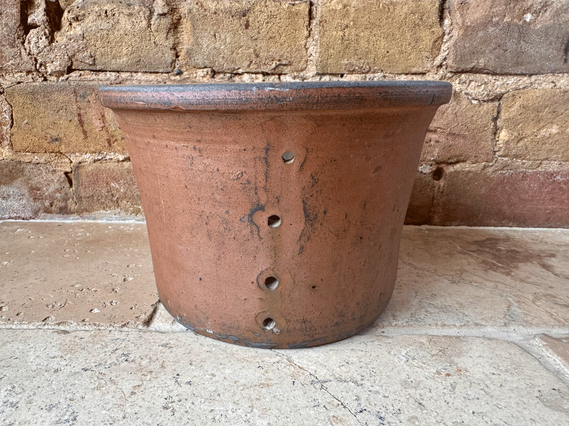huge extra large antique french pierced strainer faisselle cheese strainer rustic stoneware