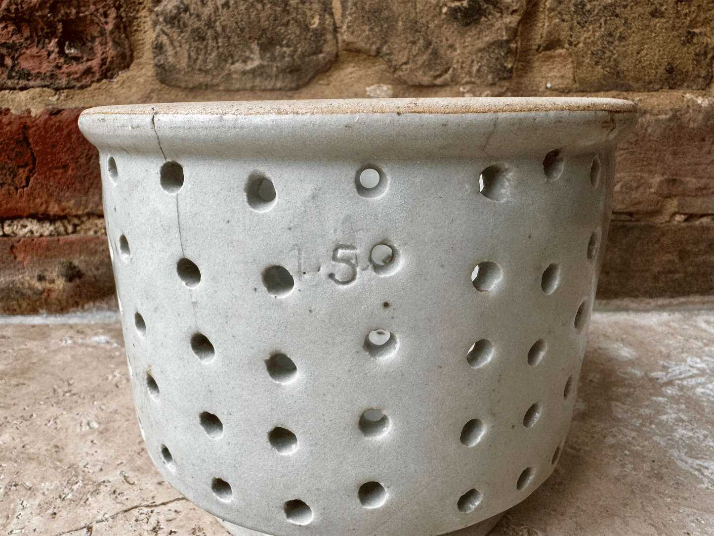 antique french huge extra large stoneware pierced drainer strainer faisselle cheese mould