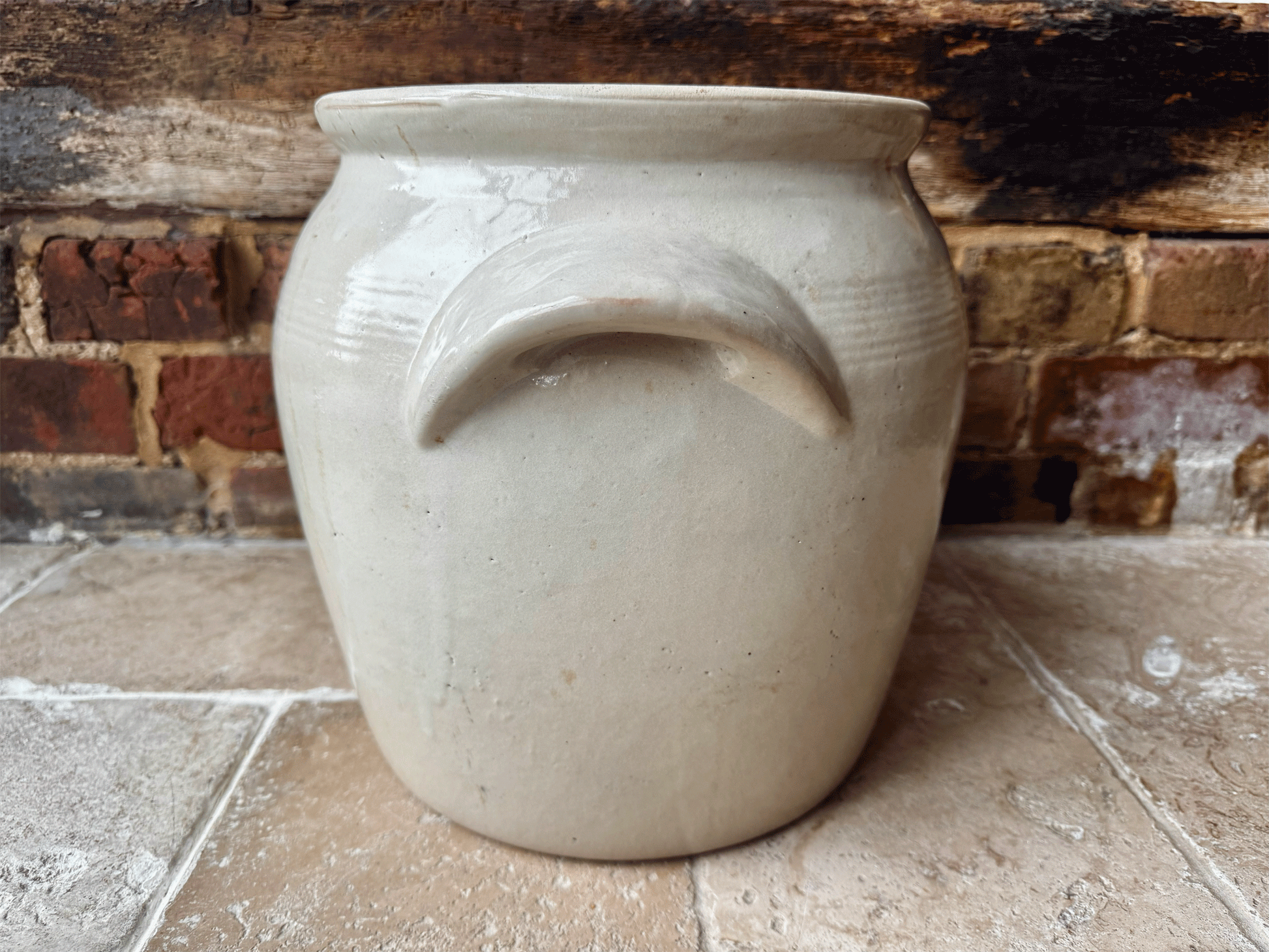 antique french rare extra large huge stoneware confit country preserve jar po