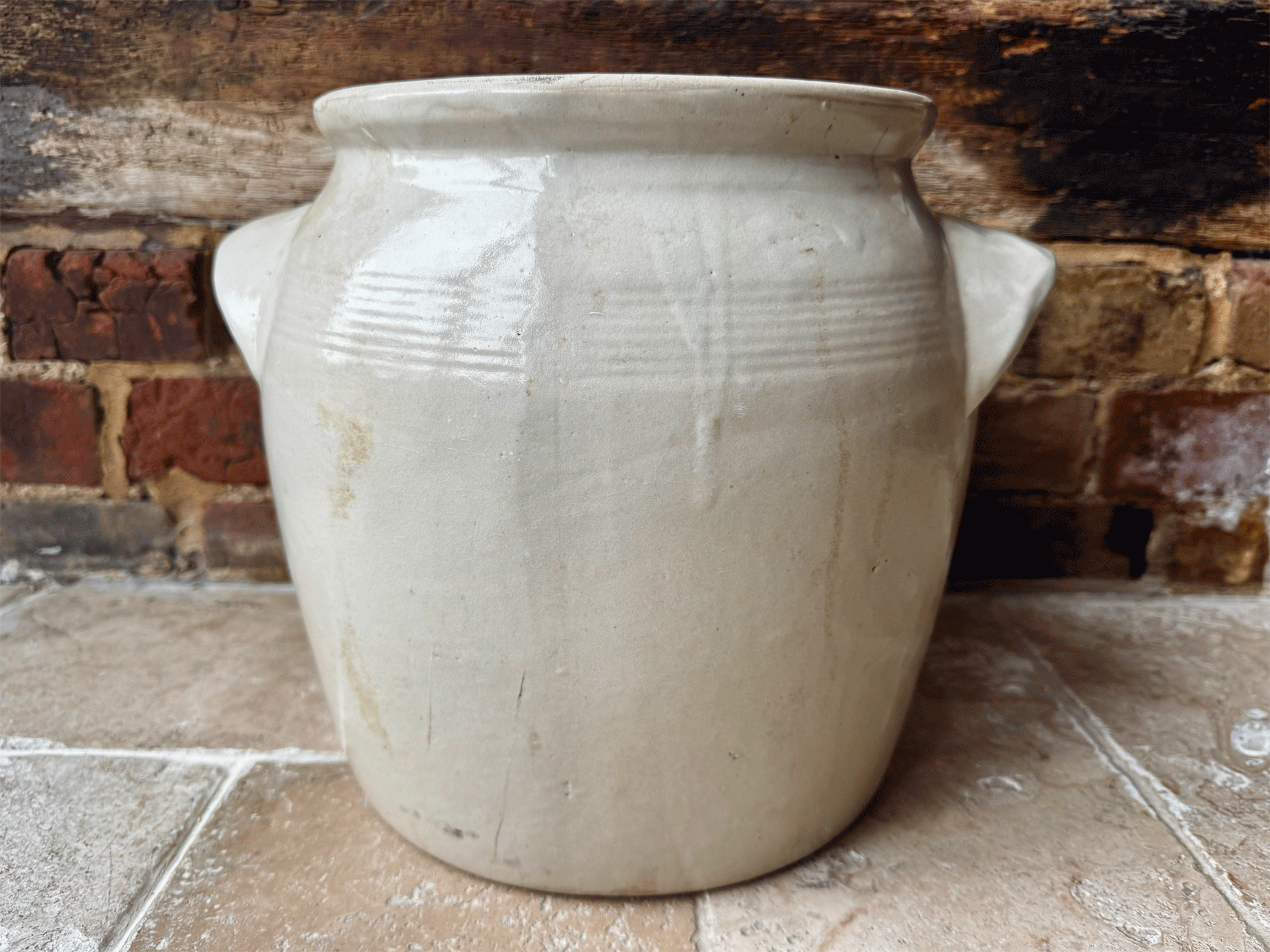 antique french rare extra large huge stoneware confit country preserve jar po