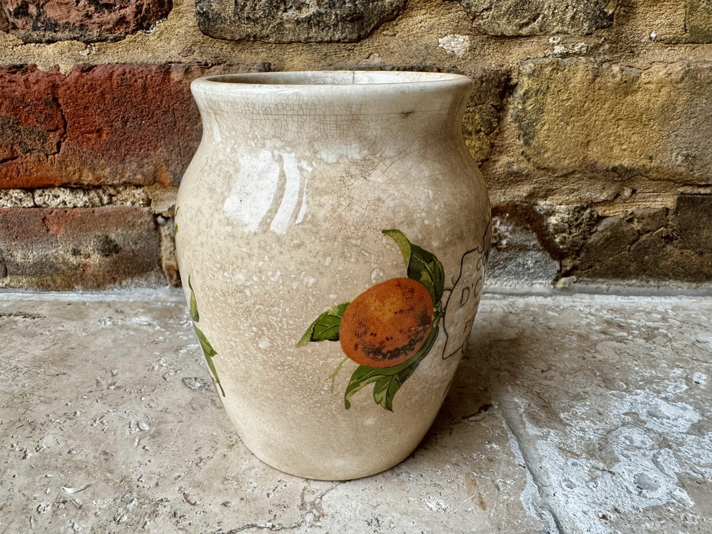 antique french large ironstone advertising pot picon confitures oranges