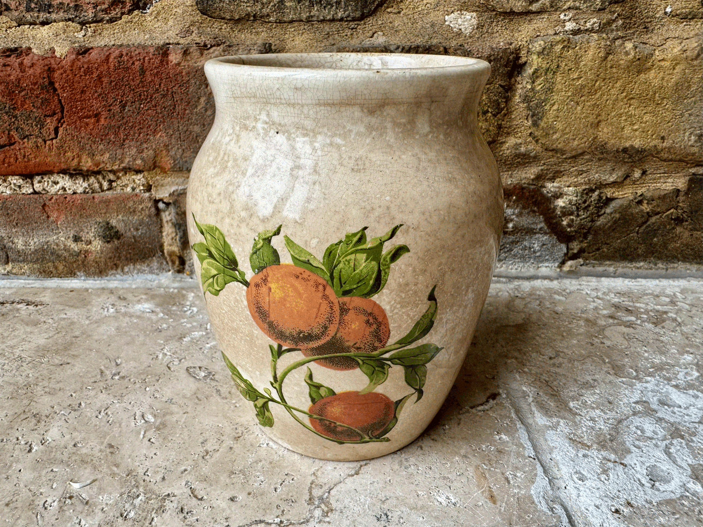 antique french large ironstone advertising pot picon confitures oranges