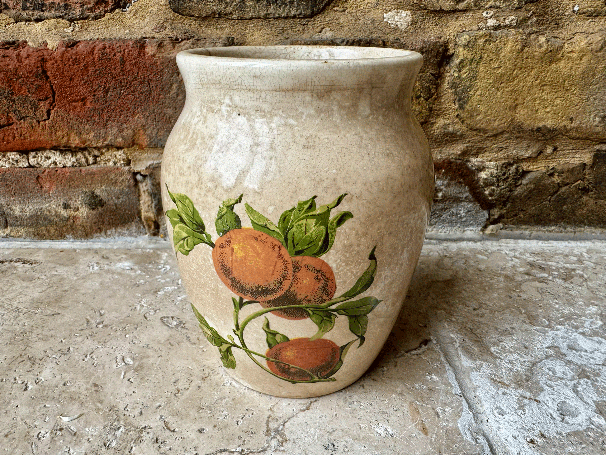 antique french large ironstone advertising pot picon confitures oranges