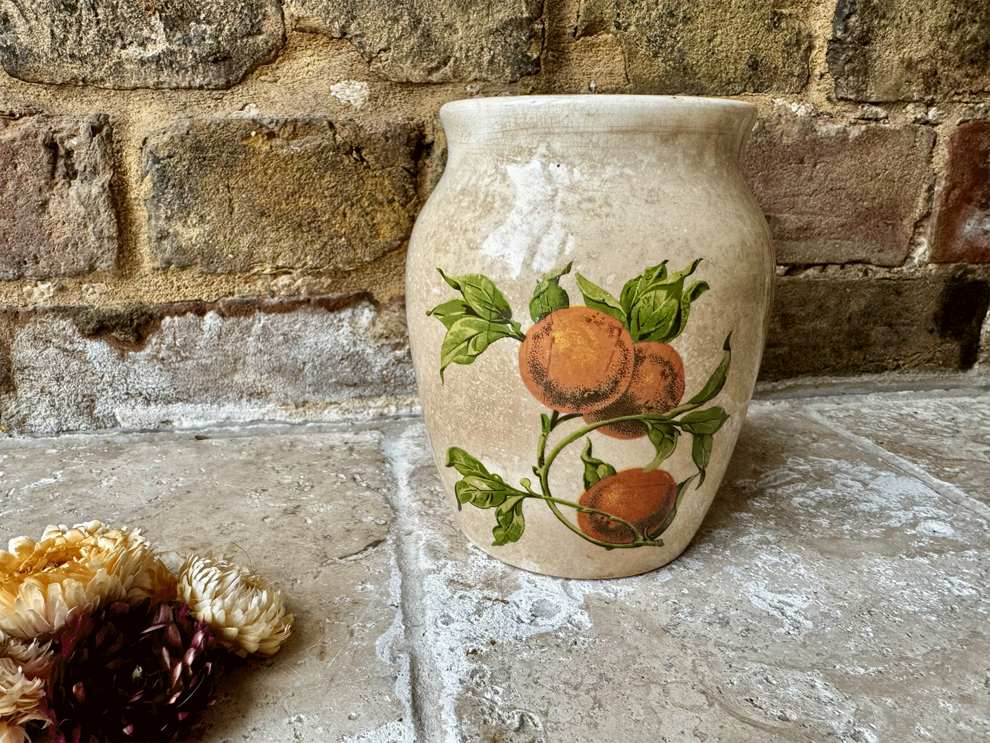 antique french large ironstone advertising pot picon confitures oranges