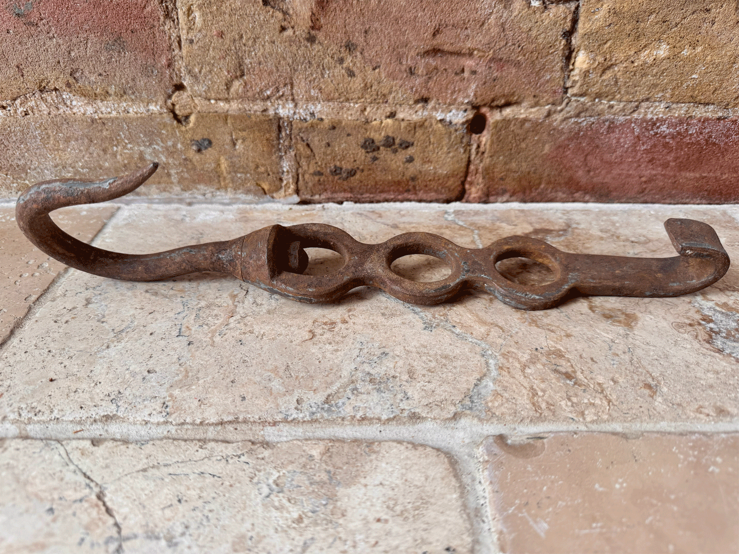 antique french 19th century extra large butchers meat hook cast iron