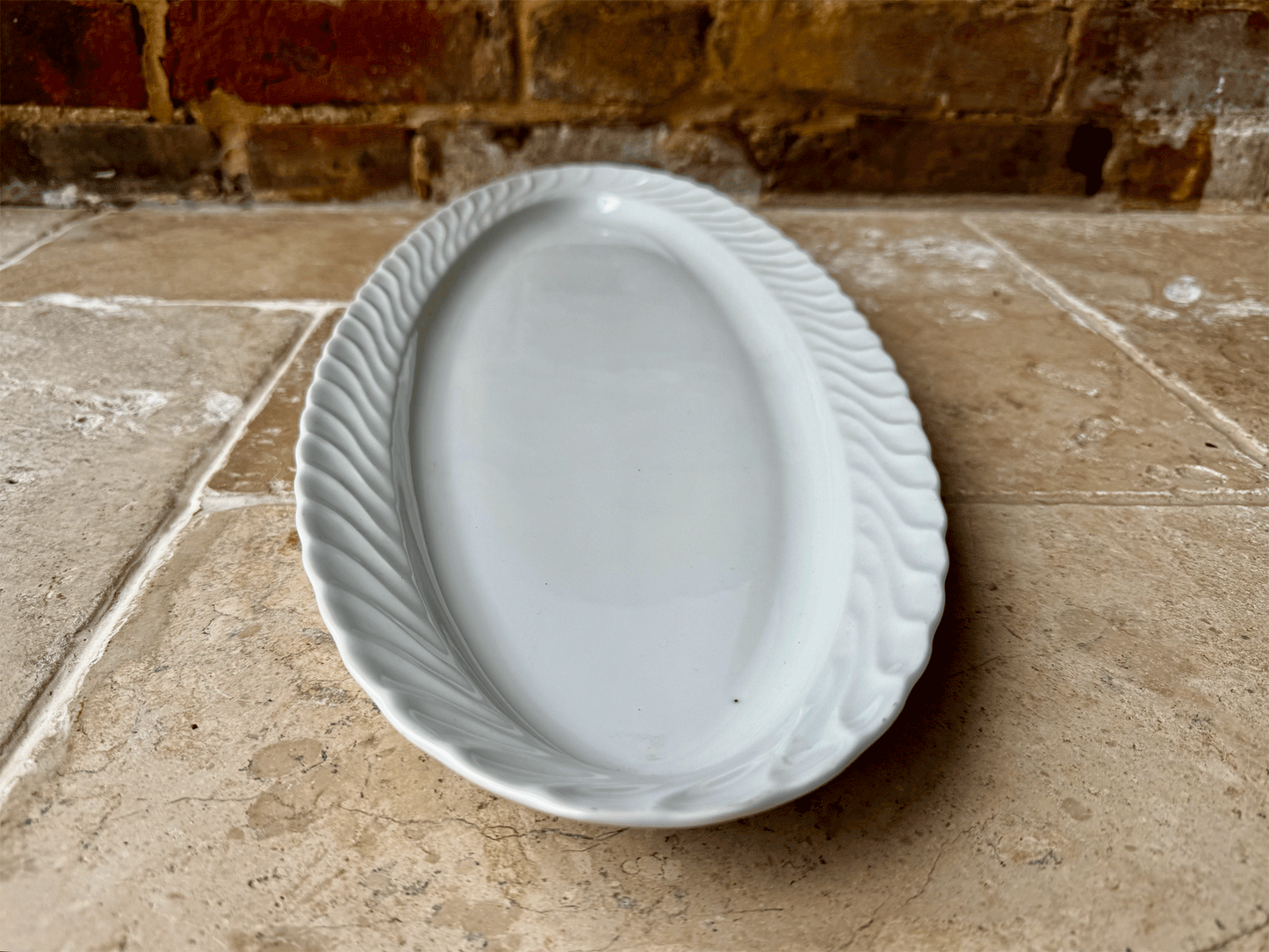 extra large antique french white ironstone fish plate platter