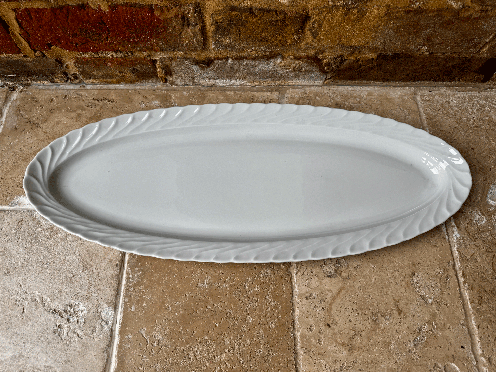 extra large antique french white ironstone fish plate platter