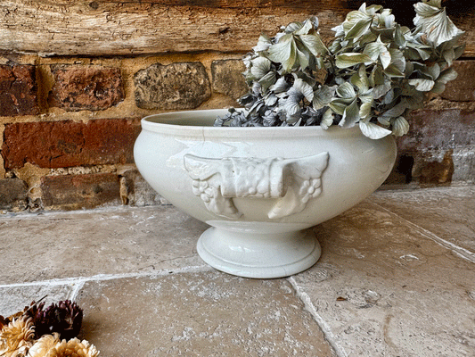 antique french extra arge terre de fer plain white ironstone soupiere bowl tureen
