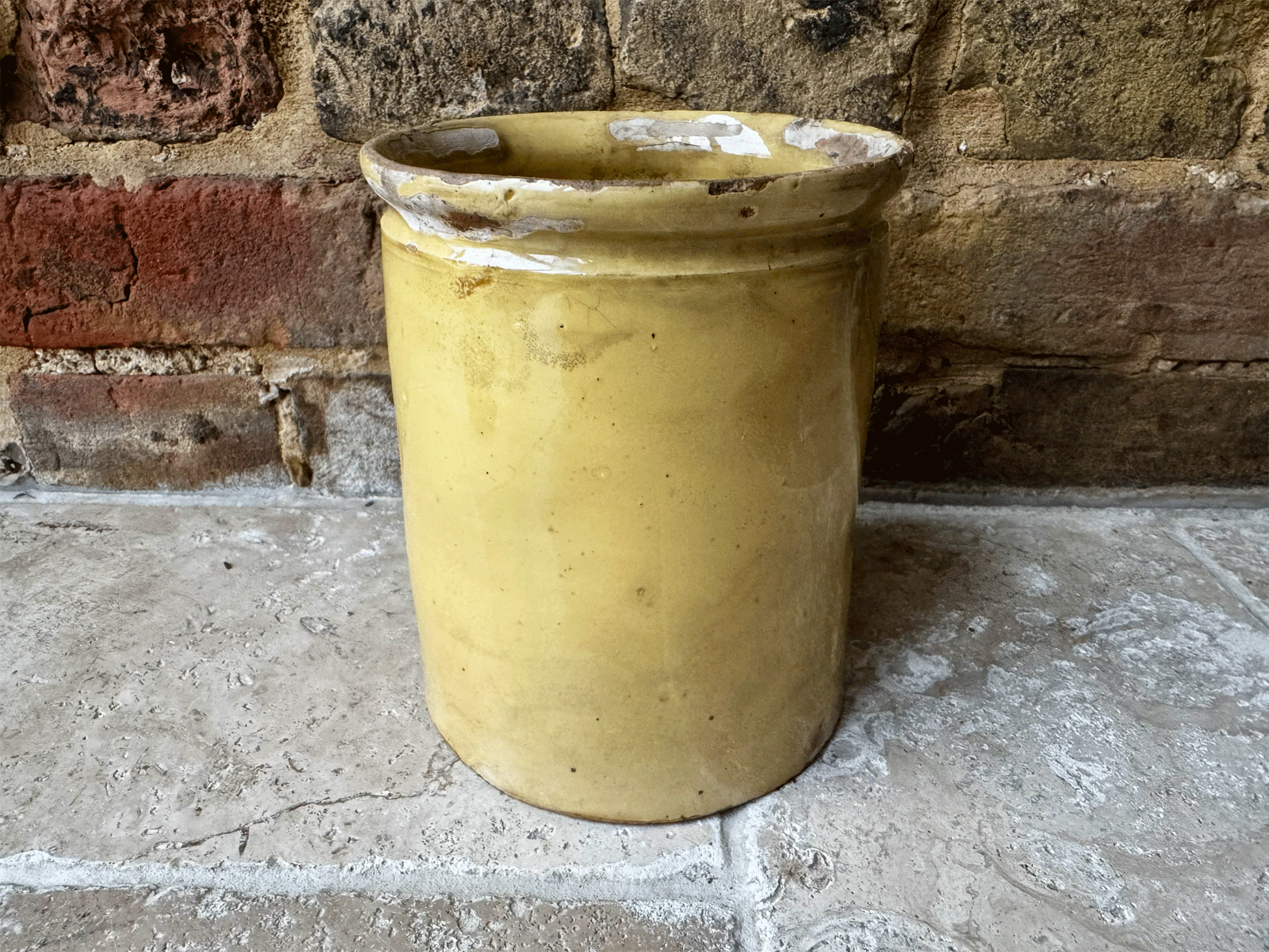 rare antique extra large french yellow confiture pot