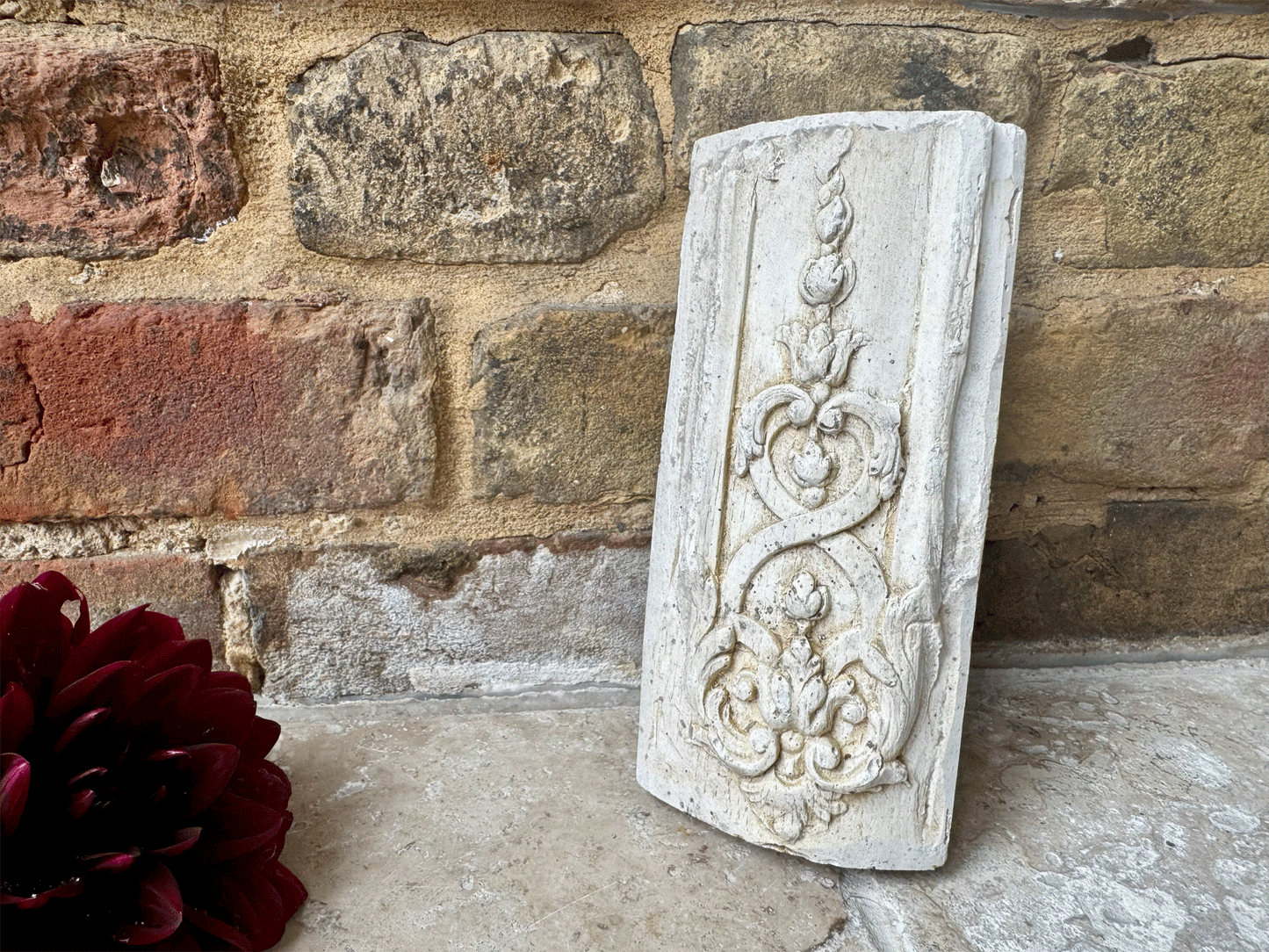 antique french decorative architectural plaster wall panel fragment hanging