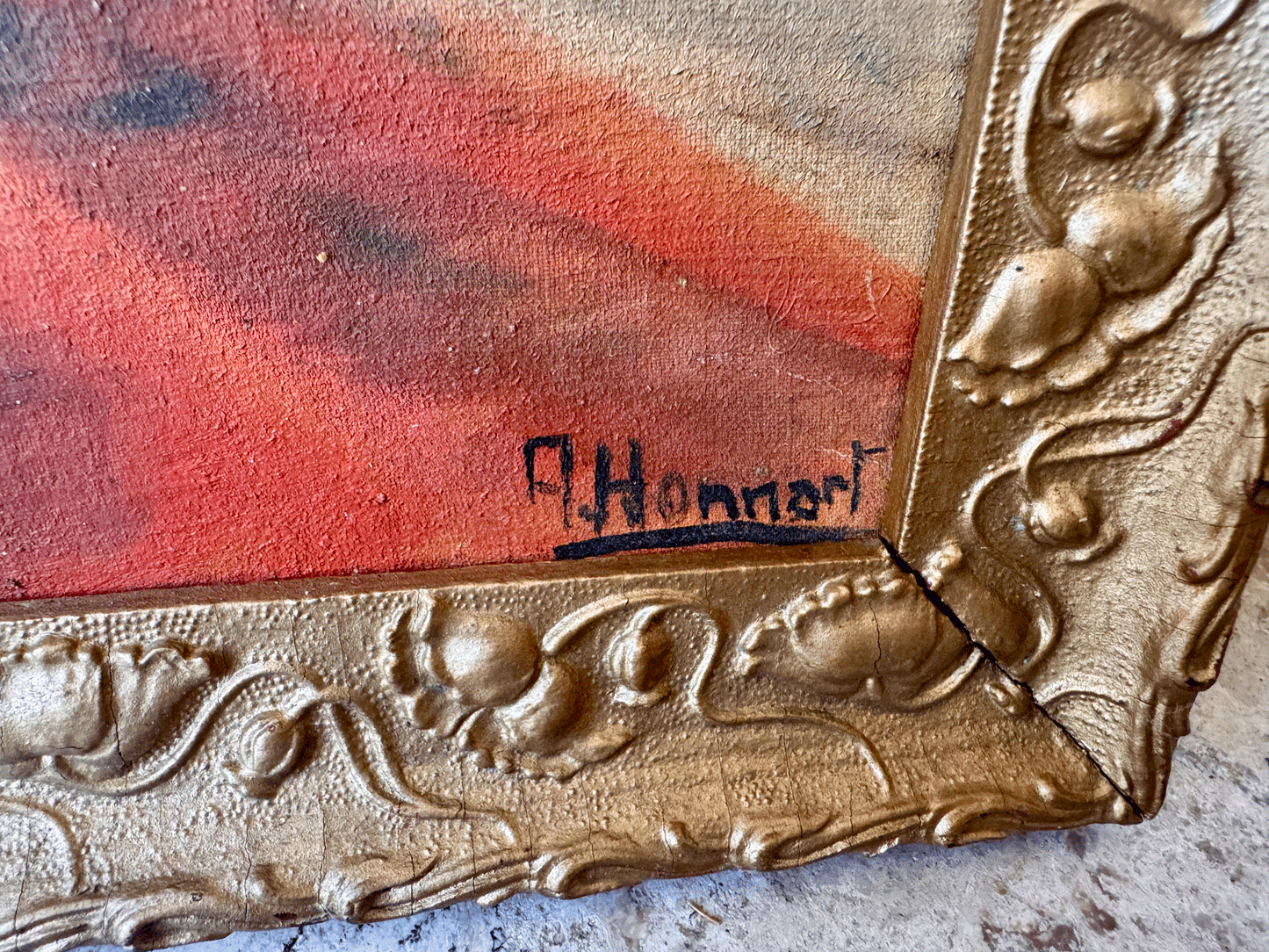Antique French Signed and Framed Floral Painting