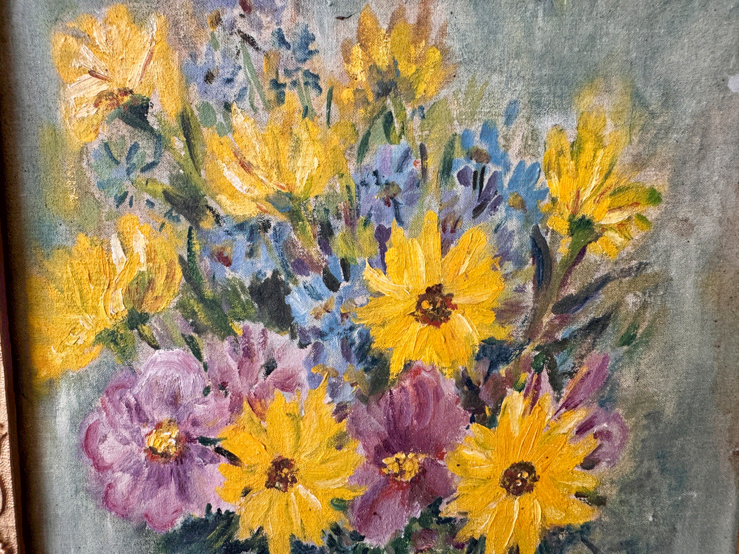 Antique French Signed and Framed Floral Painting