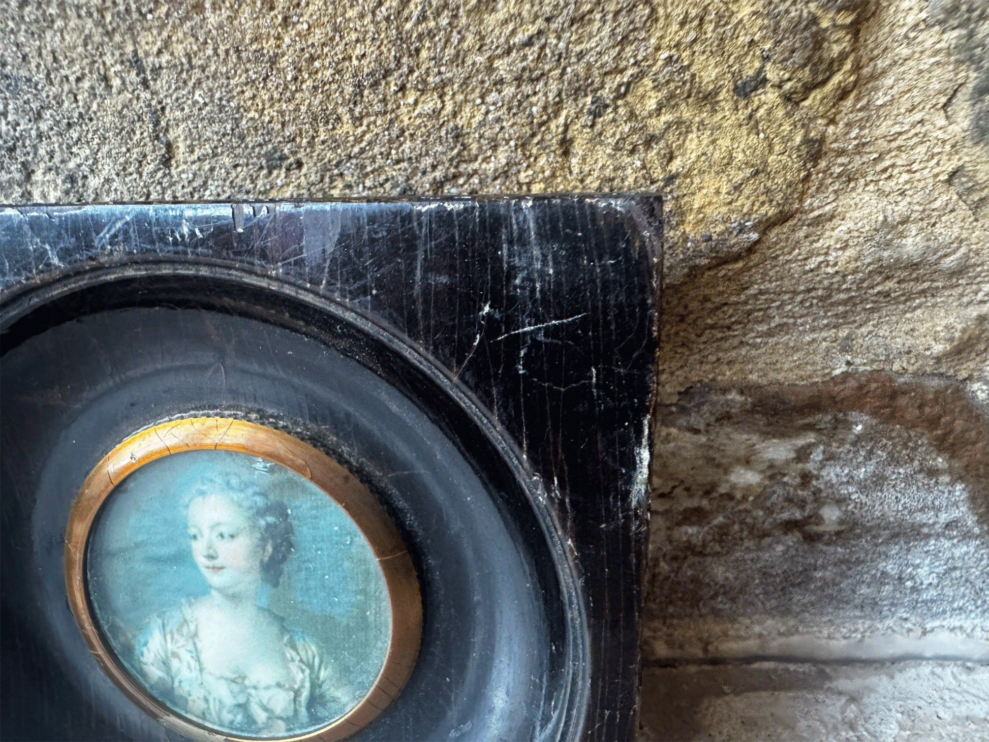 antique french framed miniature painting picture regency lady woman portrait