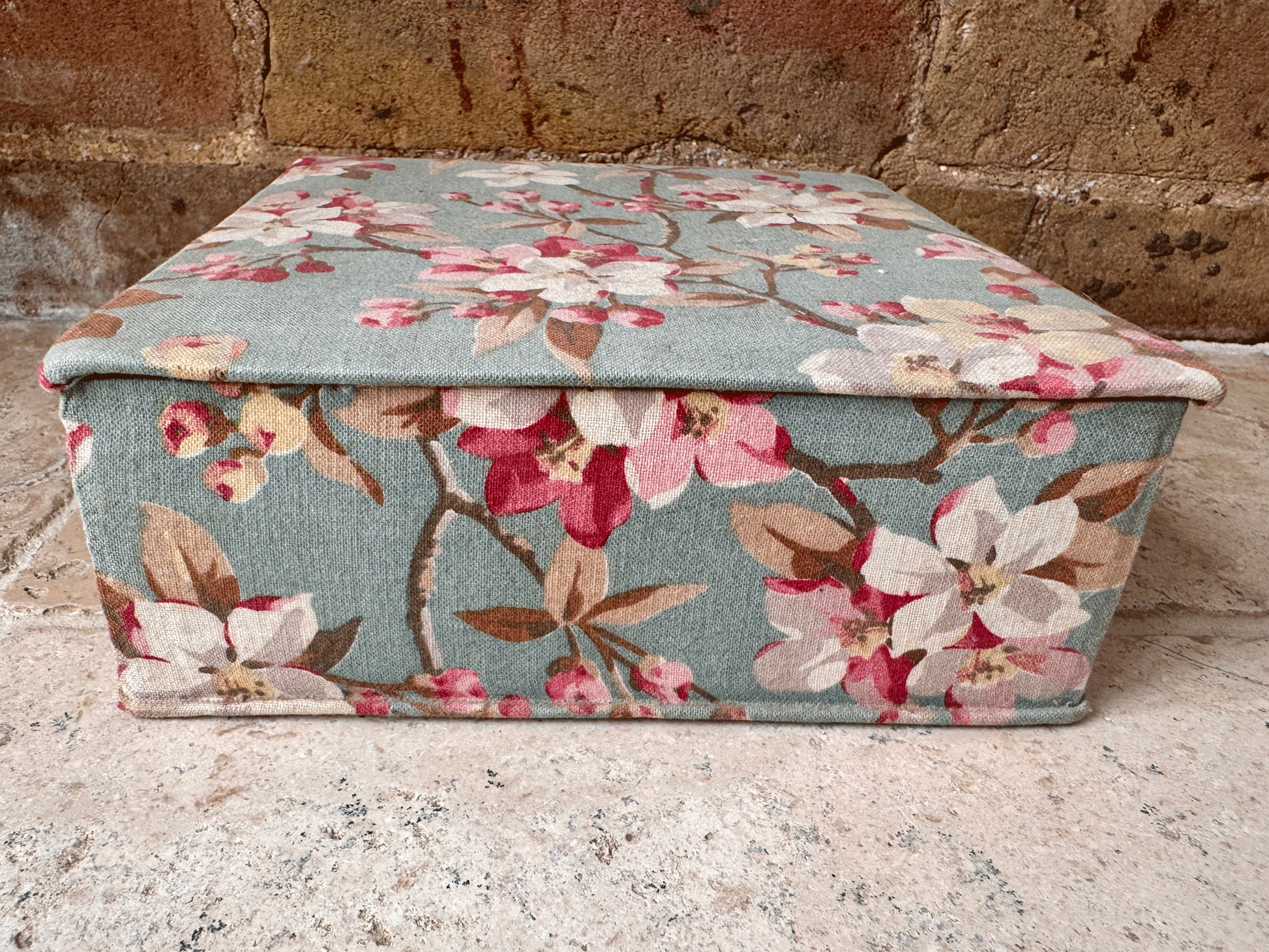 antique rench boudoir box galerie lafayette paris duck egg pink floral fabric haberdashery sewing storage