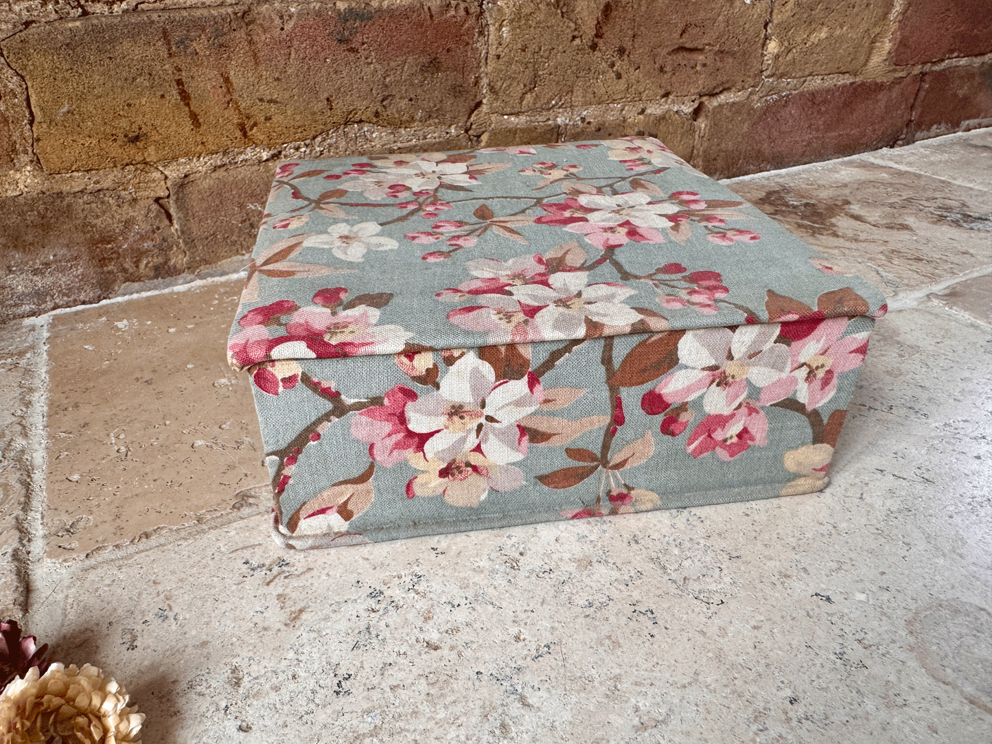 antique rench boudoir box galerie lafayette paris duck egg pink floral fabric haberdashery sewing storage