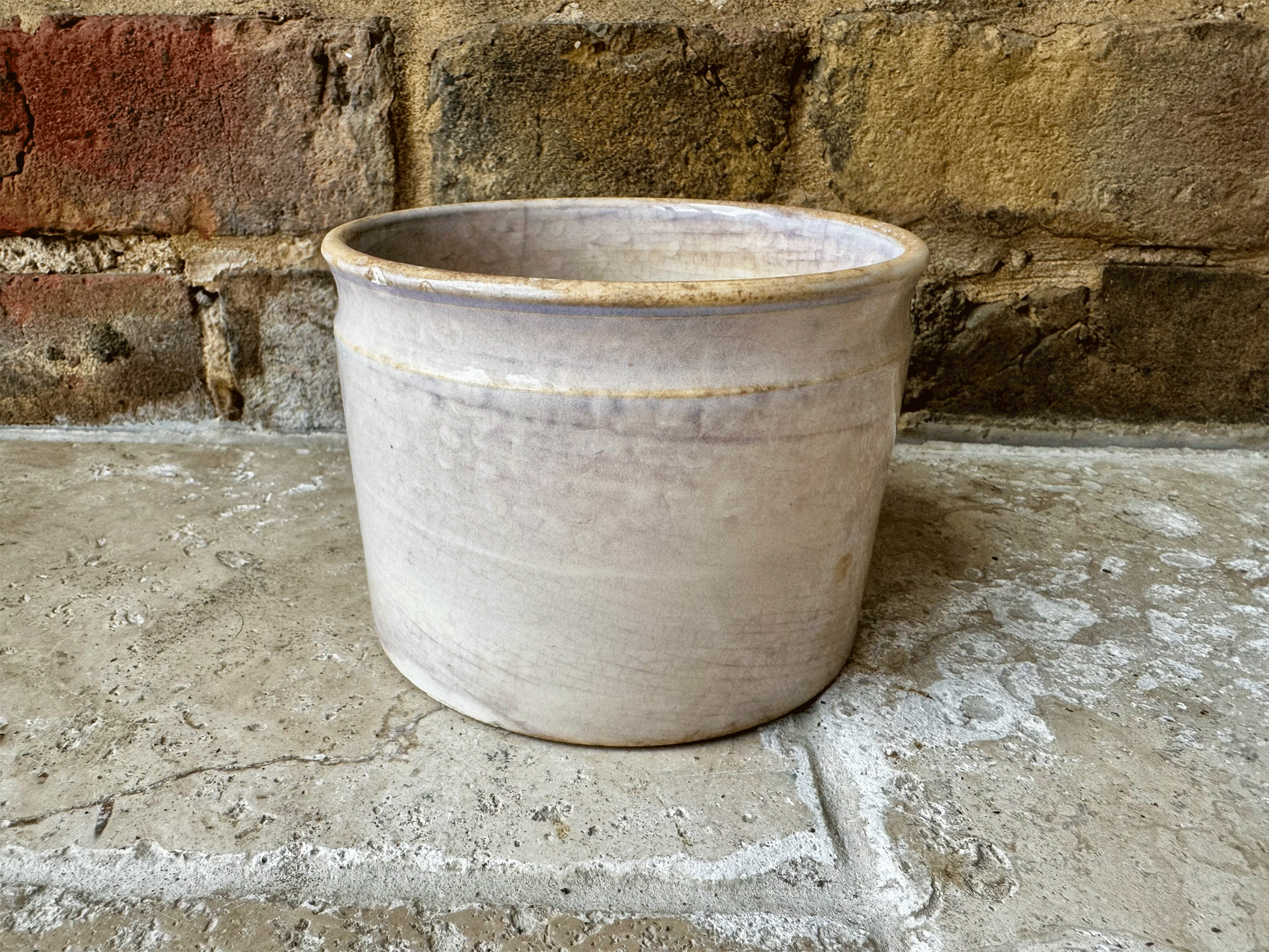 antique french gien ironstone terre de fer chunky confiture pot 