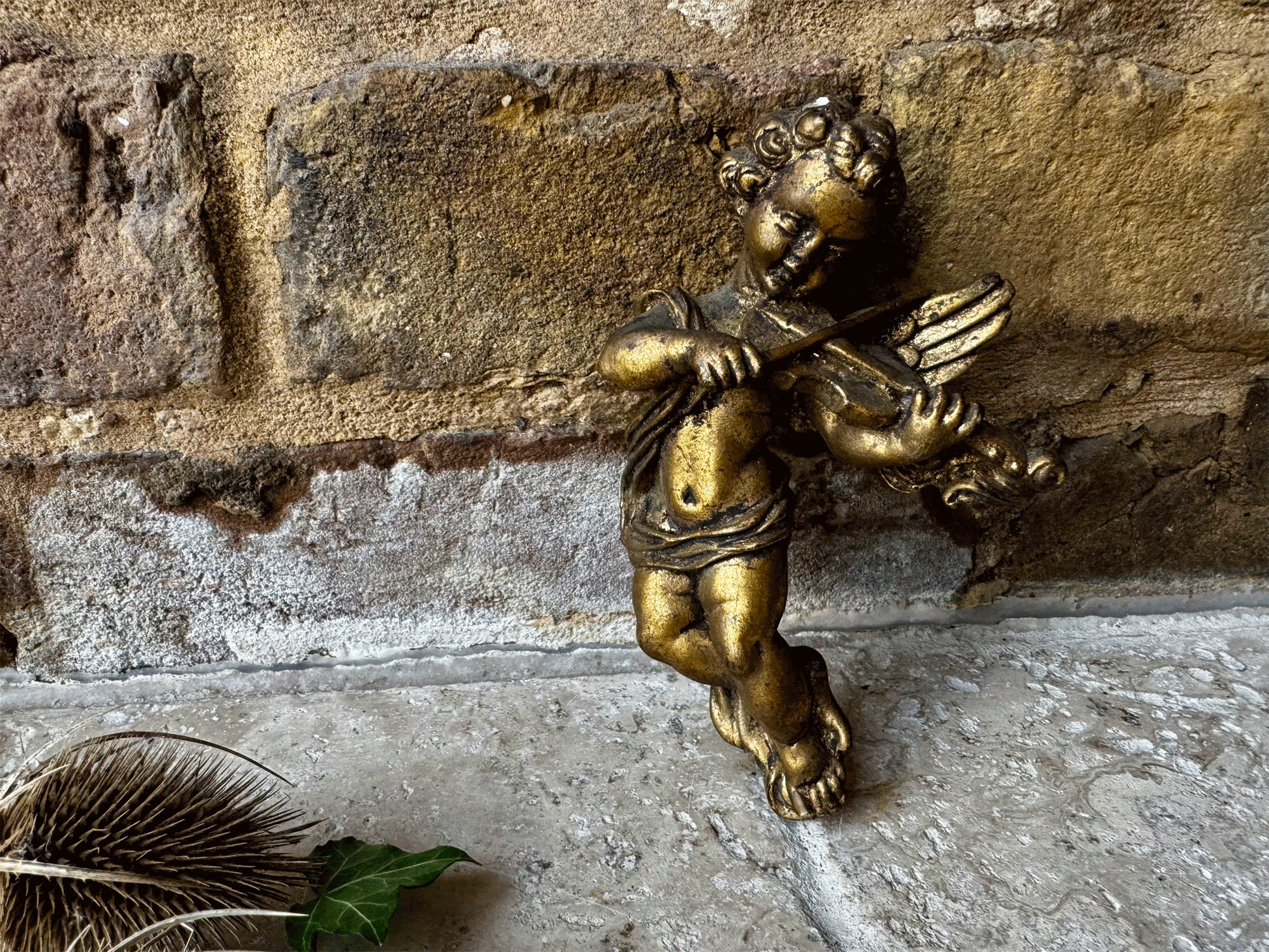 antique french gilded gilt gold cherub violin vintage christmas decor