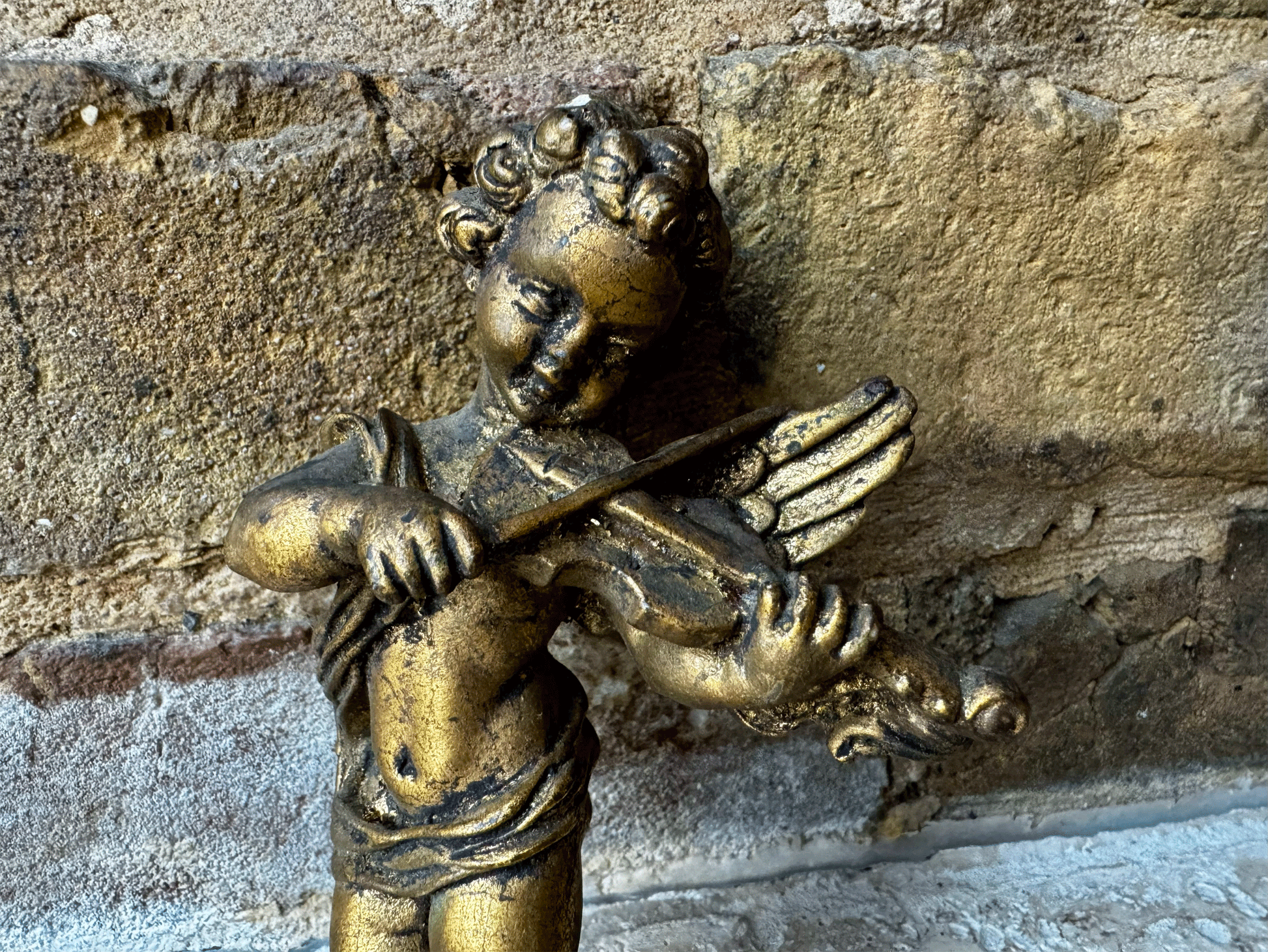 antique french gilded gilt gold cherub violin vintage christmas decor