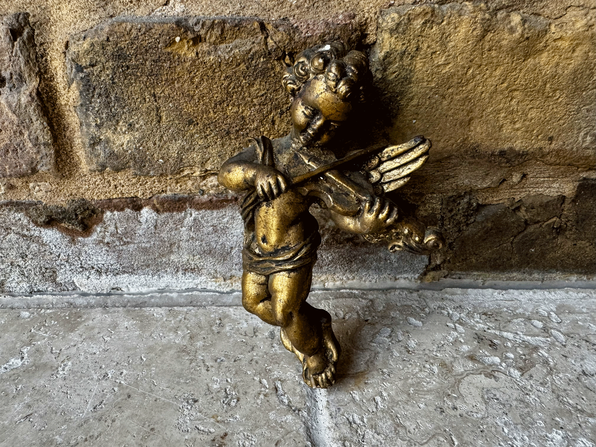 antique french gilded gilt gold cherub violin vintage christmas decor