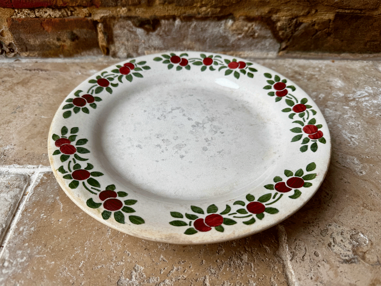 antique french christmas themed holly berries raised footed compote dish compotier hand painted white ironstone