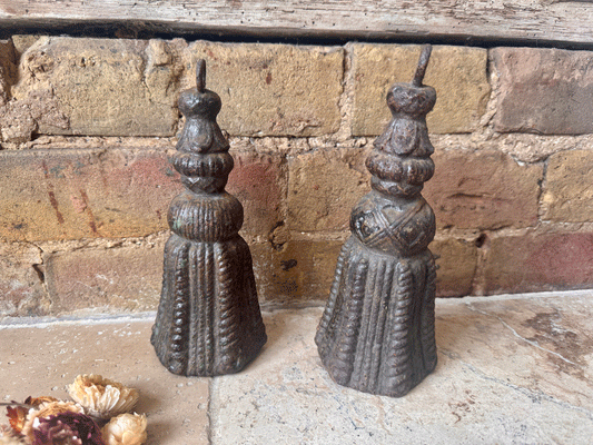 antique french heavy cast iron 19th century passementerie tassel shaped large curtain weight