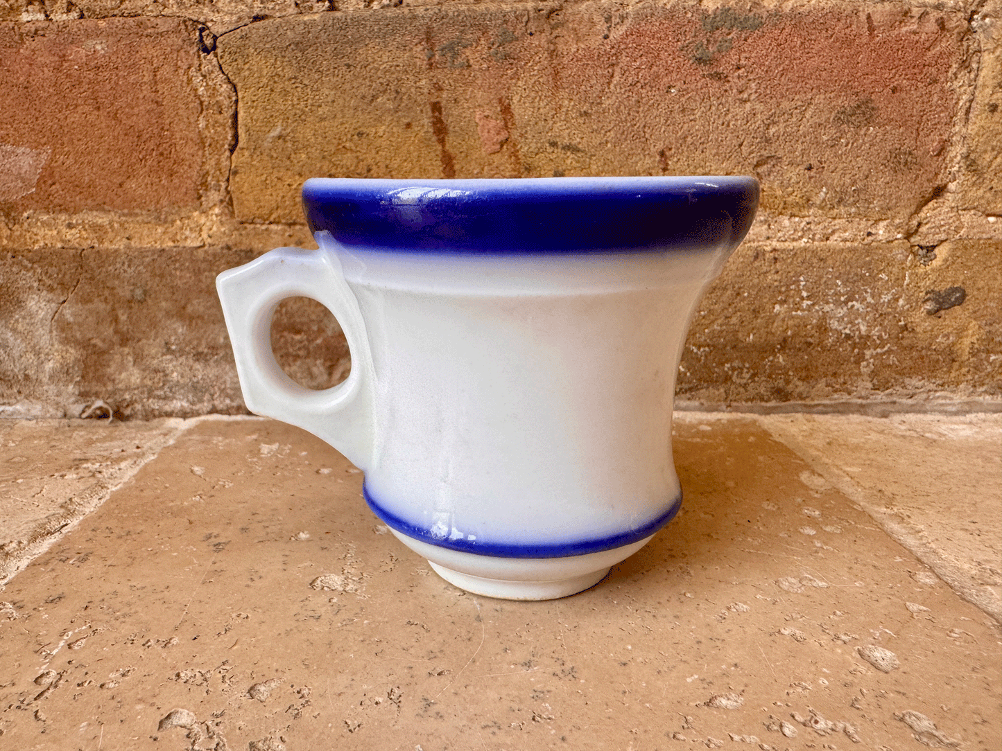 antique french thick white ironstone brulot coffee brandy mug cup