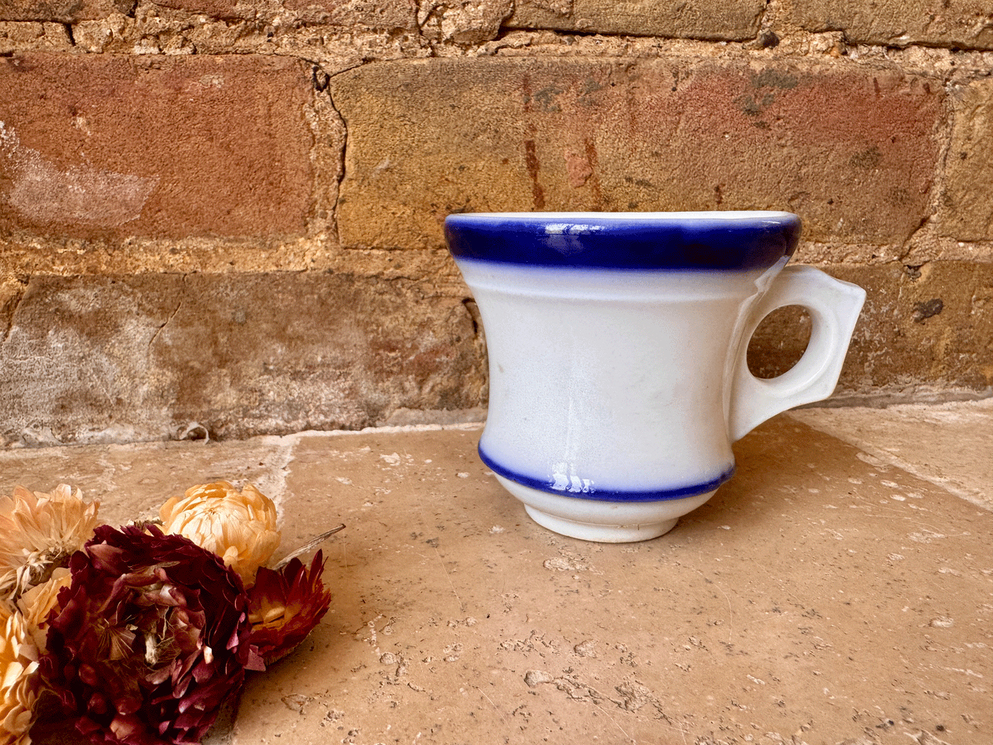 antique french thick white ironstone brulot coffee brandy mug cup