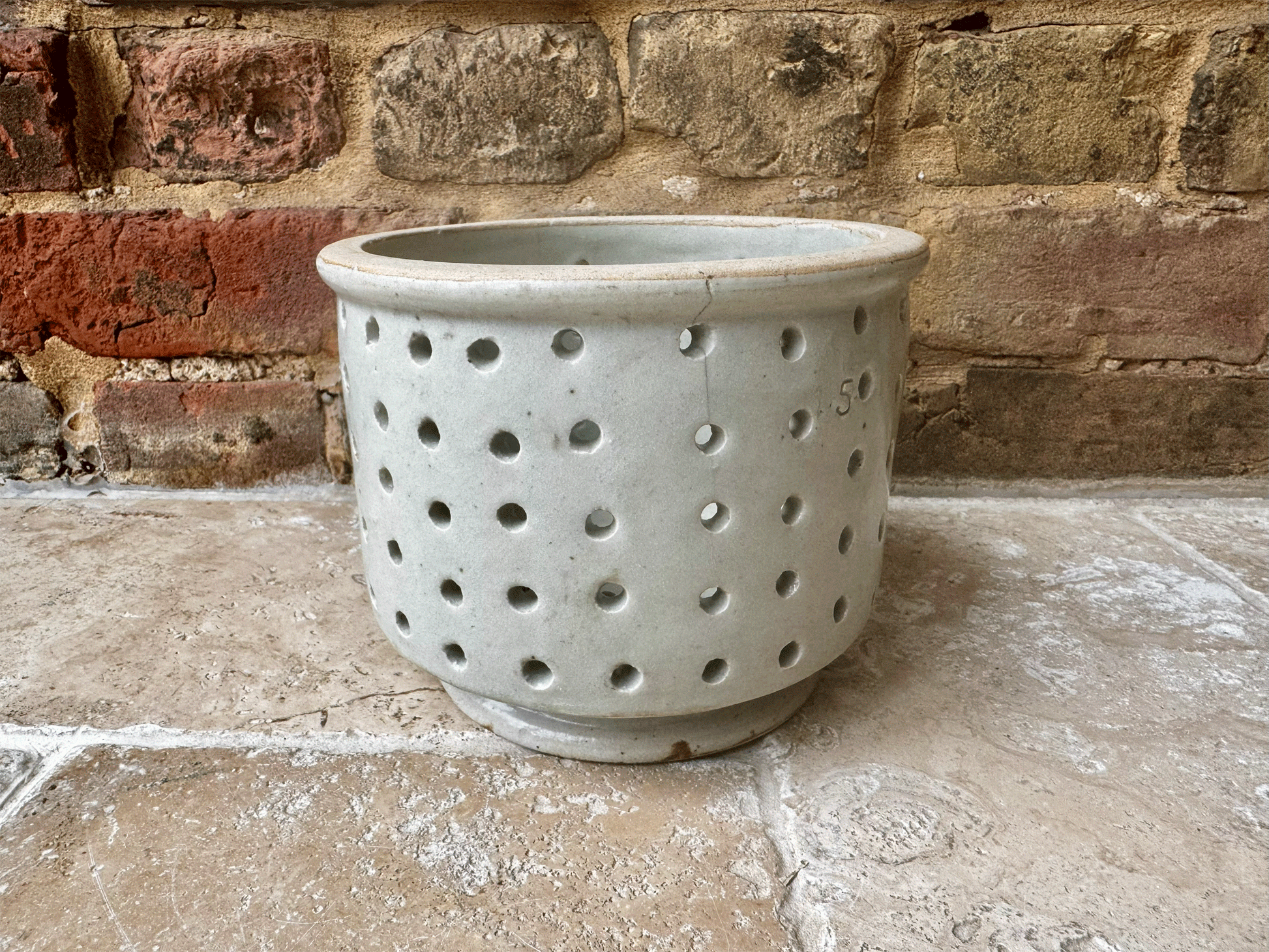 antique french huge extra large stoneware pierced drainer strainer faisselle cheese mould