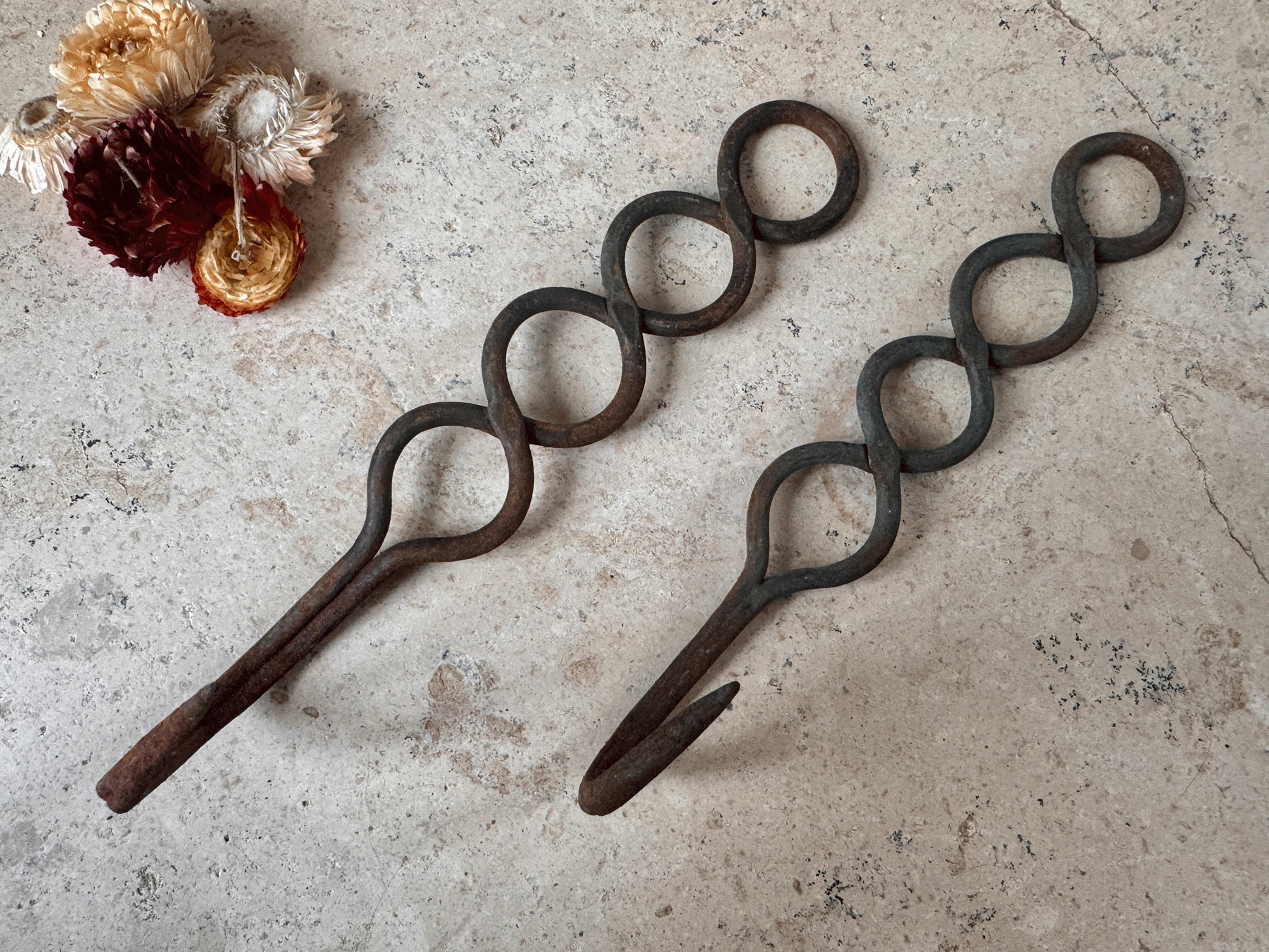 vintage french rustic industrial cast iron butchers metal meat hook