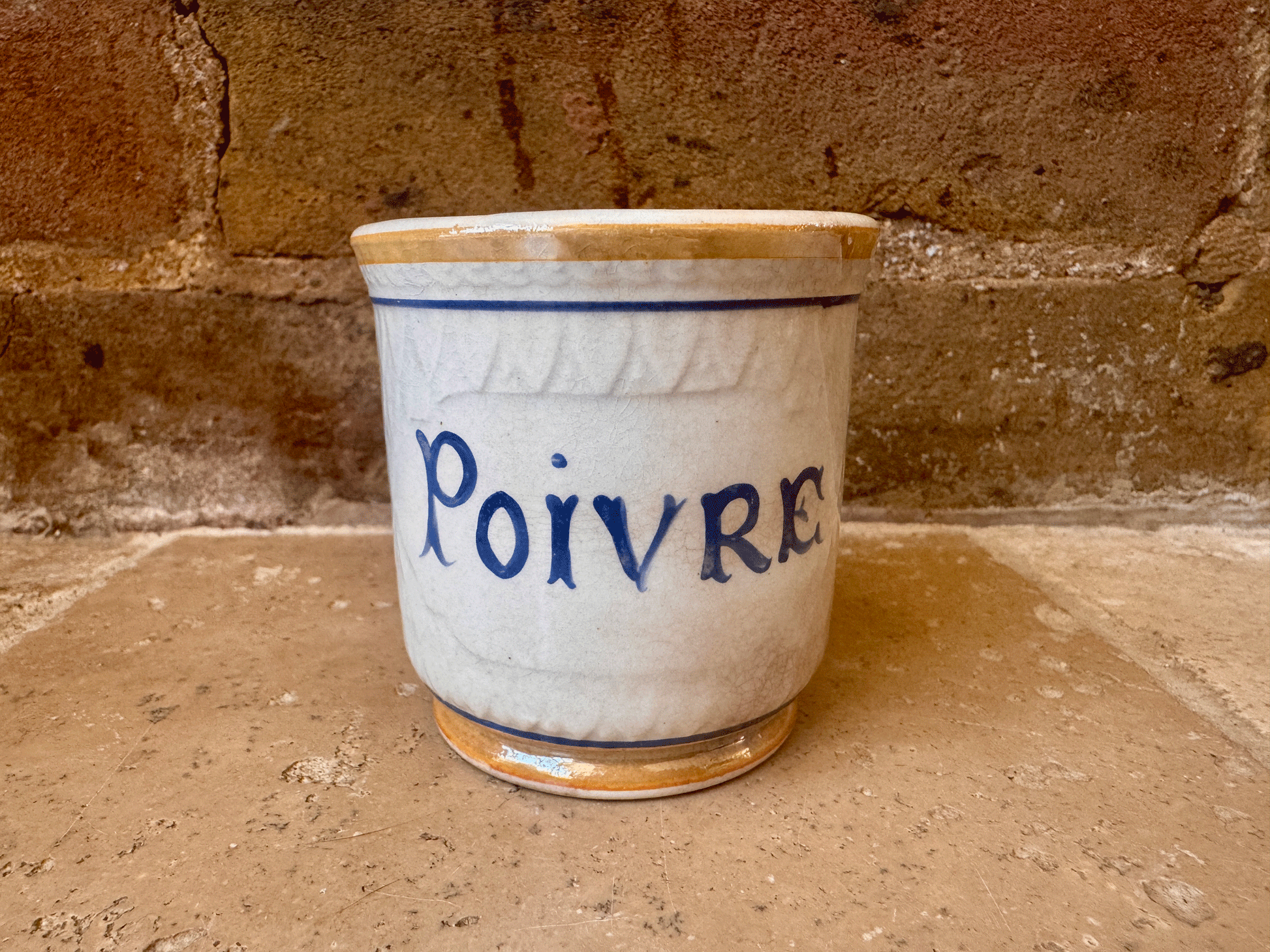 antique french irpnstone kitchen canister pinch pot poivre pepper