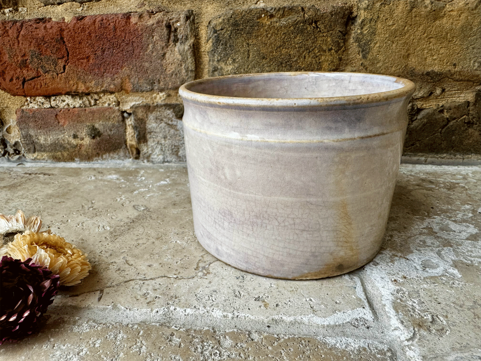 antique french gien ironstone terre de fer chunky confiture pot 